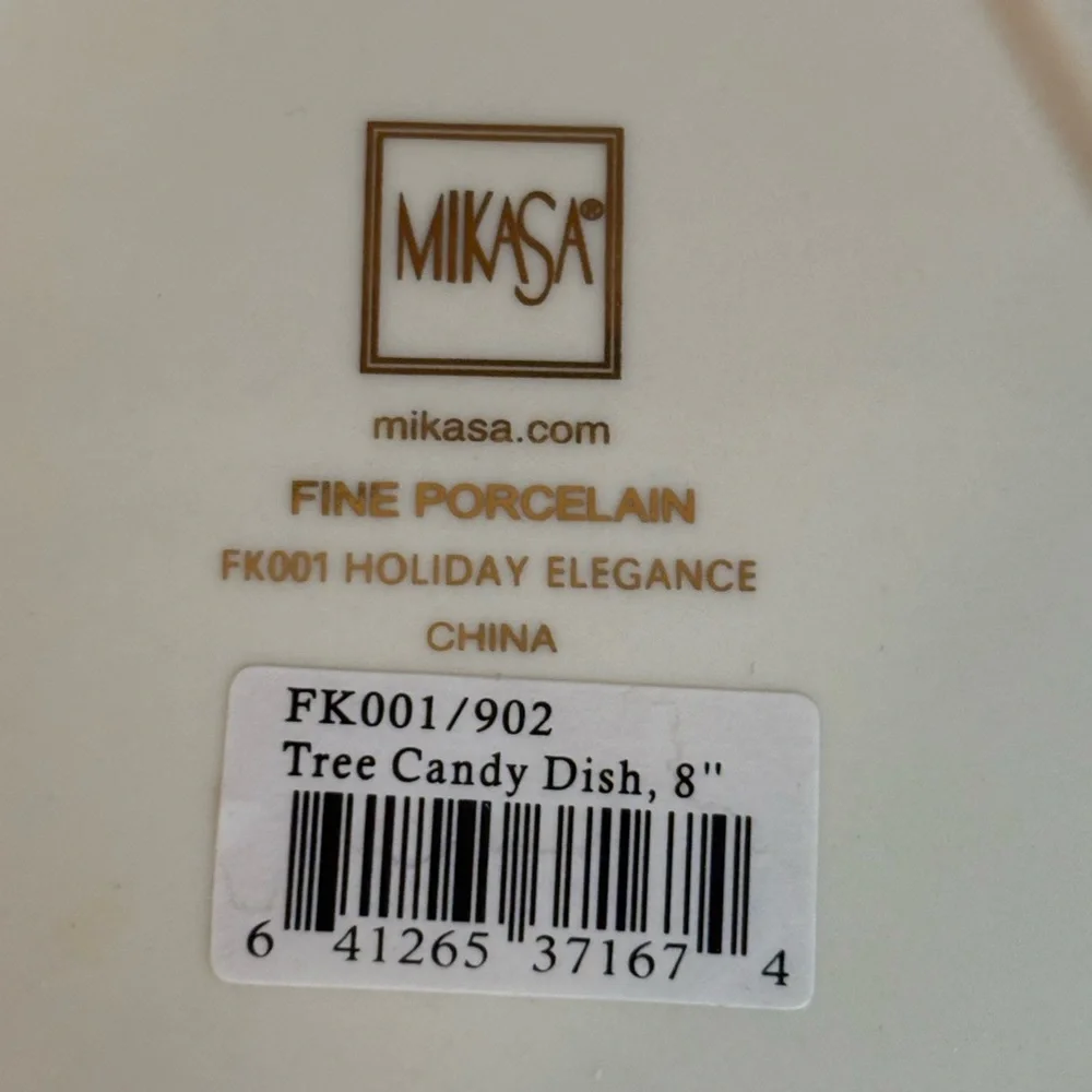 Mikasa Holiday Elegance Christmas Tree Candy Dish FK001 Fine Porcelain 8